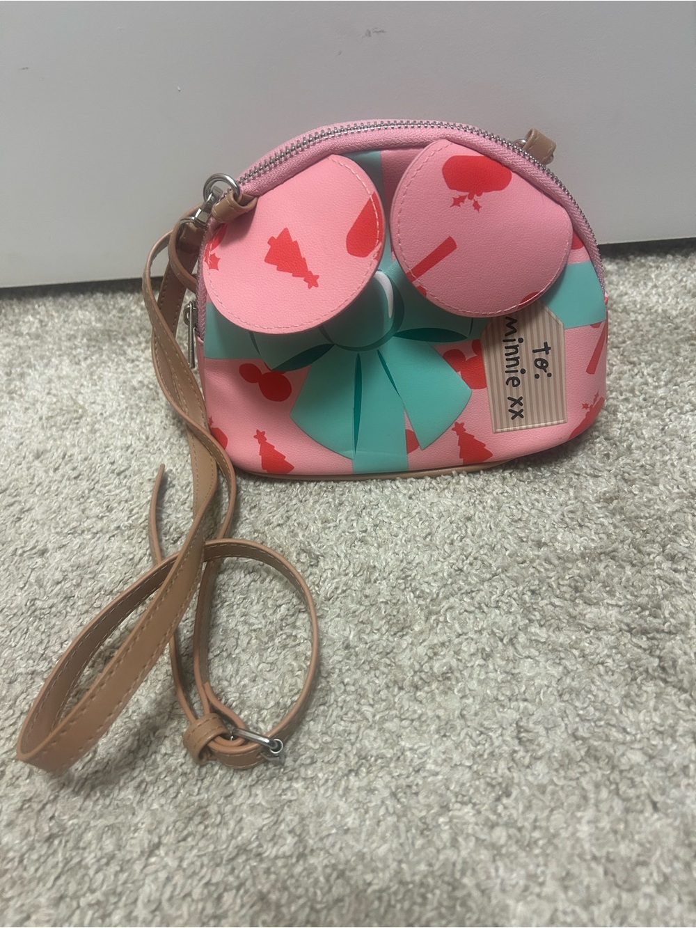 Disney Pink Mini Crossbody Bag with Silver Hardware